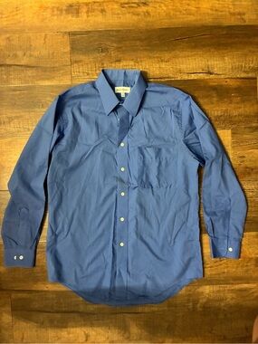 Yves Saint Laurent Men's Blue Long-Sleeve Dress Shirt